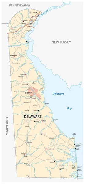 Road map of the US American State of Delaware — Stock Vector