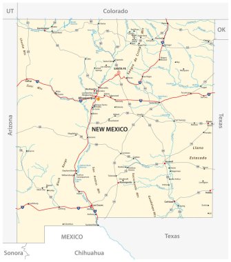 ABD 'nin New Mexico eyaletinin yol haritası.