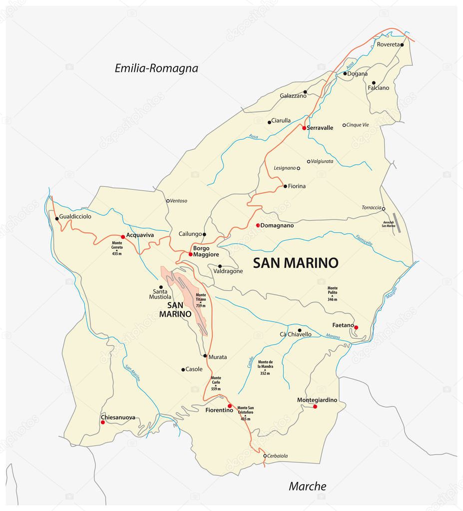 road map of the Republic of San Marino
