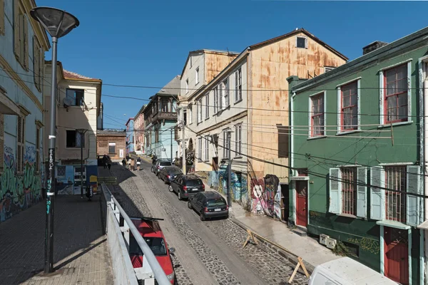 Valparaiso Chile Luty 2020 Widok Ulicę Starym Mieście Valparaiso Chilea — Zdjęcie stockowe