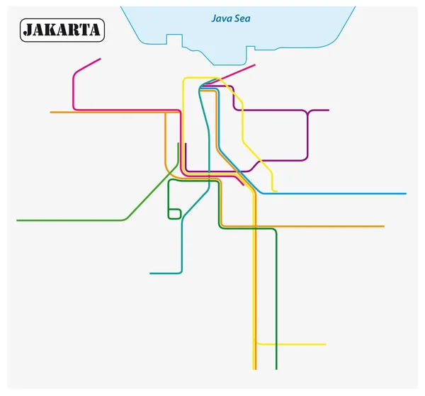 Carte Vectorielle Des Systèmes Transit Ferroviaire Capitale Indonésienne Jakarta — Image vectorielle