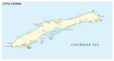 Little Cayman Haritası, Cayman Adaları, İngiltere 'de bir ada.