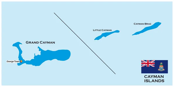Outline Map Cayman Islands Flag United Kingdom — Stock Vector