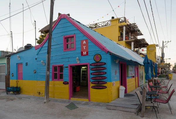Holbox México Março 2018 Casas Coloridas Caribenhas Com Bares Restaurantes — Fotografia de Stock