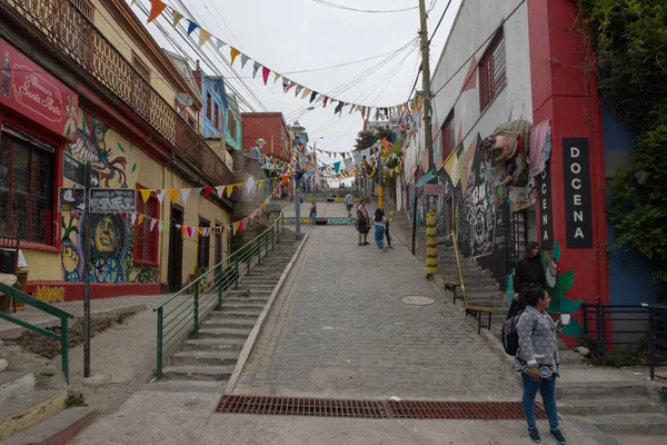 Valparaiso Barn Ruari 2020 Över Gata Den Gamla Staden Valparaiso — Stockfoto