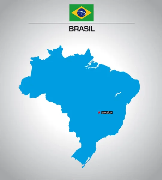 Απλός Διανυσματικός Χάρτης Περιγράμματος Brazil Σημαία — Διανυσματικό Αρχείο