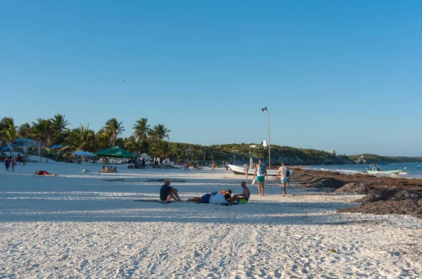 Tulum México Marzo 2018 Turistas Paradise Beach Tulum Península Yucatán —  Fotos de Stock