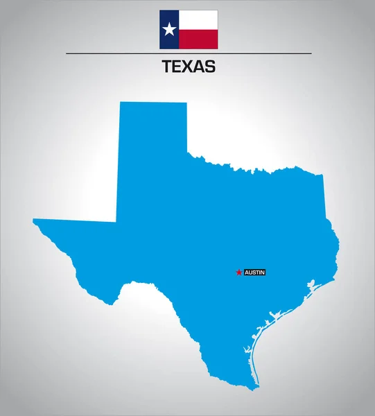 Einfache Vektorumrisskarte Von Texas Mit Flagge — Stockvektor