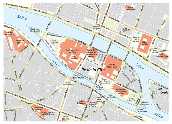 Векторная Карта Иль Сите Париже Франция — стоковый вектор