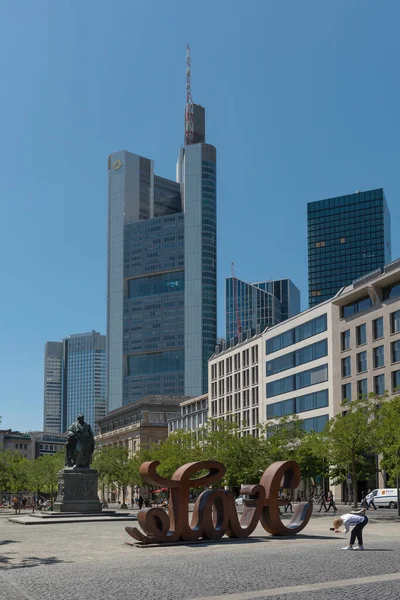 Frankfurt Main Γερμανια Ιουλιου 2019 Μνημείο Goethe Στην Πλατεία Goethe — Φωτογραφία Αρχείου