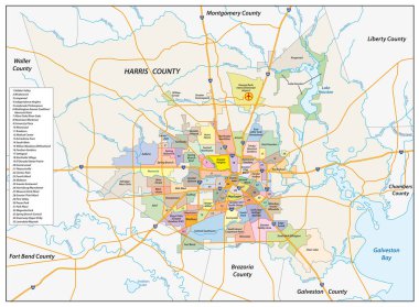 Birleşik Devletler 'in Houston şehrinin vektör mahalle haritası