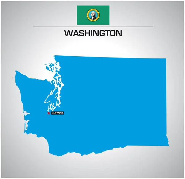 带有国旗的华盛顿的简单矢量轮廓图 — 图库矢量图片