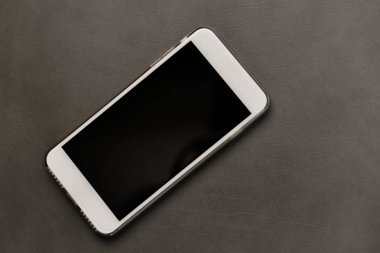 Deri doku beyaz akıllı telefon