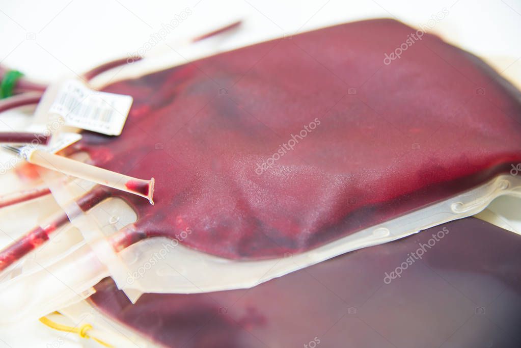 red blood bag in lab