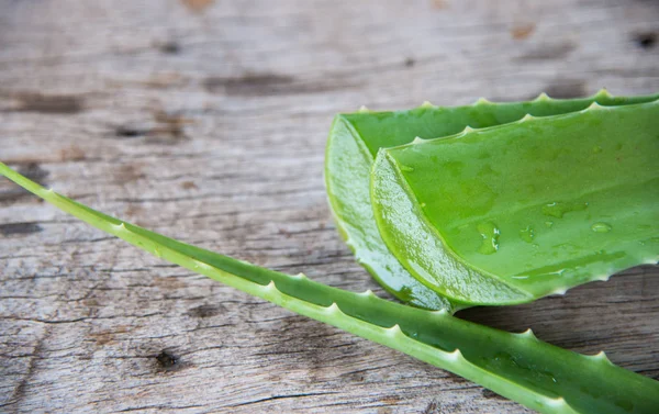 Aloe vera fresca sulla struttura del legno . — Foto Stock