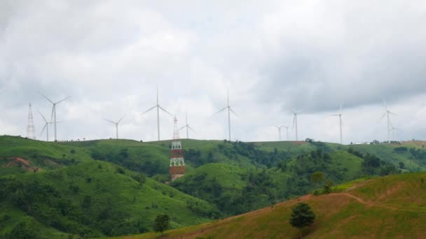 Turbine moving on sky background. — Stock Video