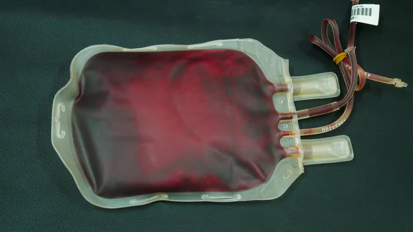 Close up on red blood bag. — Stock Photo, Image