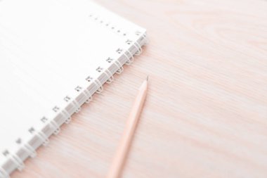 Kalem ve defter beyaz ses tonuyla bulanıklığı.