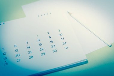 Takvim sayfası kavramı planlama blur.