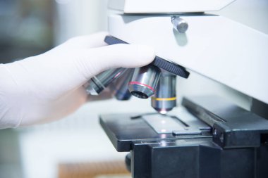 Laboratuvarda mikroskop.