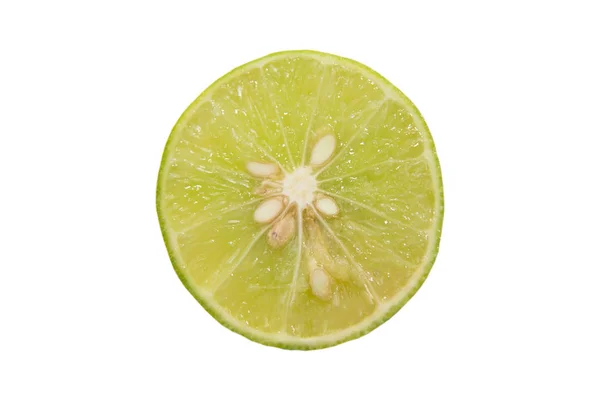Čerstvý zelený citron na bílé backgrpund. — Stock fotografie