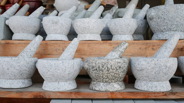 Group of mortar stone in store. — Stock Photo, Image