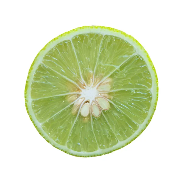 Close up limone verde su sfondo bianco . — Foto Stock