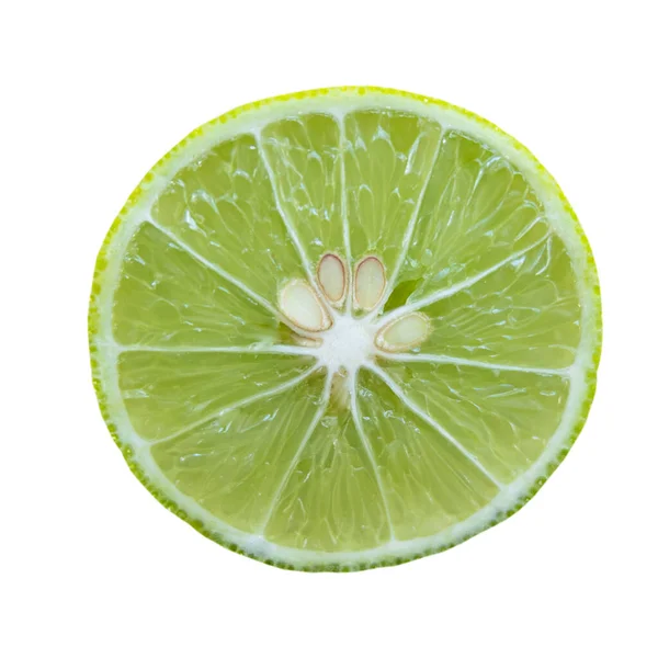 Close up limone verde su sfondo bianco . — Foto Stock