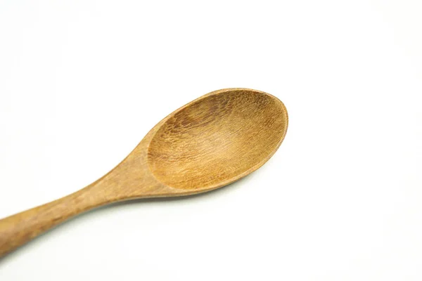 Close Spoon Wood Isolate White Background — Stock Photo, Image