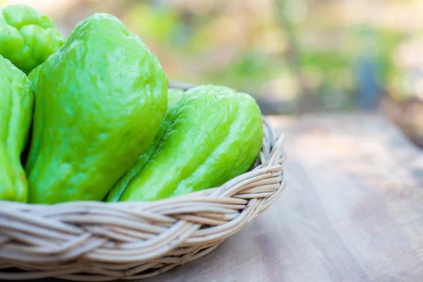 Close Green Fresh Chayote Cook — Stock Photo, Image