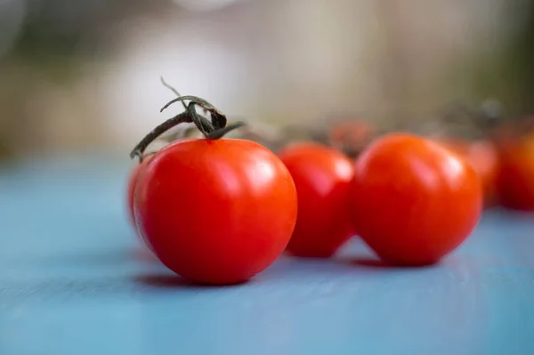 Close Fresh Tomatoes Wood Table — Stock Photo, Image