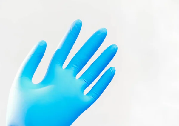 Close Blue Glove White Background Medical Science Concept — Stock Photo, Image
