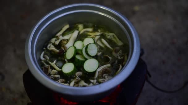 Paddenstoelensoep Vegetarisch Koken — Stockvideo