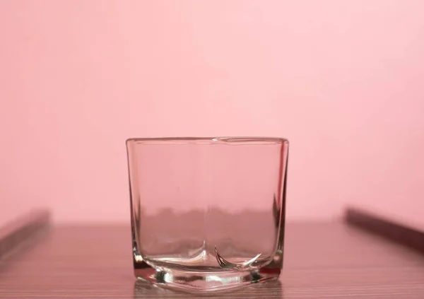 Copa Sobre Fondo Pastel Rosa Concepto Bebida — Foto de Stock