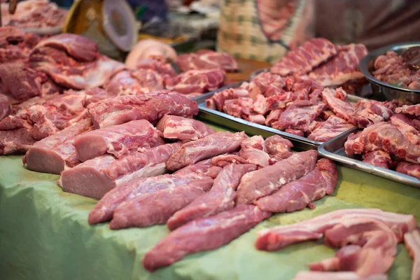 Close Raw Meat Thai Street Market — Stock Photo, Image