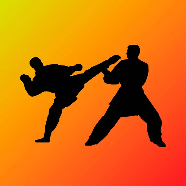 Karate savaşçı tekme siluet