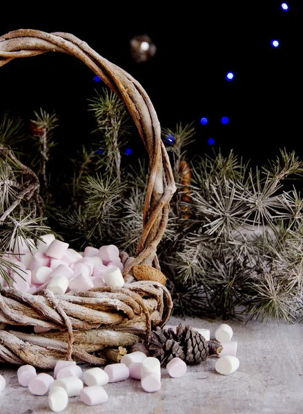 Decoração de Natal com ramos de abeto — Fotografia de Stock