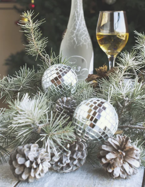 Christmas decoration with fir branches — Stock Photo, Image