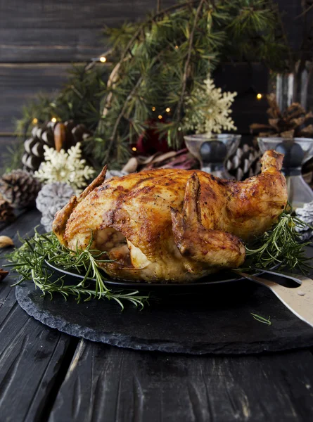 Pollo al forno per Natale o Capodanno — Foto Stock