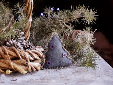 Ceviz, mulled şarap, fındık ile yeni yıl veya Noel kompozisyon