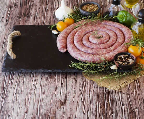 Raw beef sausages, selective focus — Stock Photo, Image