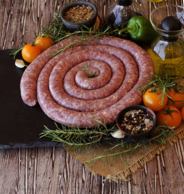 çiğ Dana sosis, seçici odak