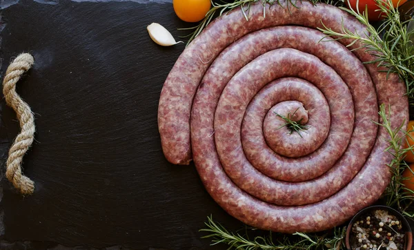 Raw beef sausages, selective focus — Stock Photo, Image
