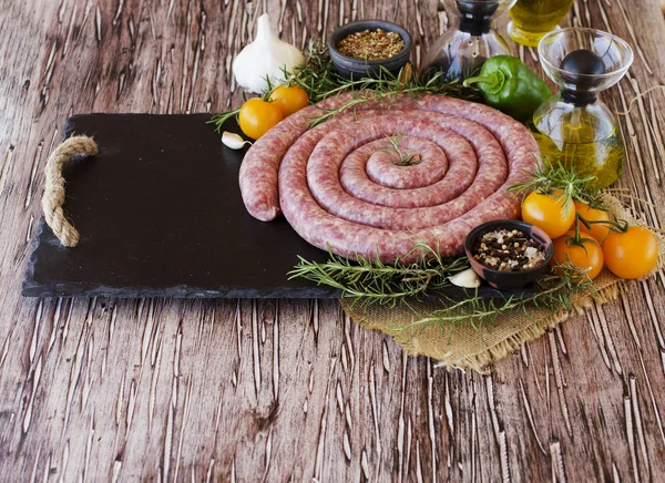 Raw beef sausages, selective focus — Stock Photo, Image