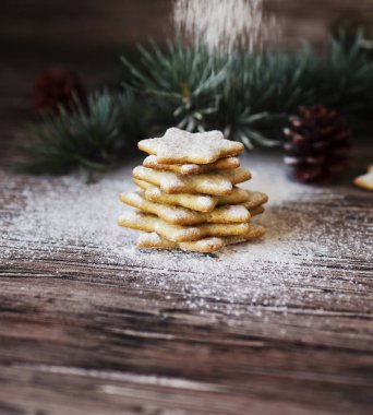 Noel ve yeni yıl gingerbread çerezleri mezarda
