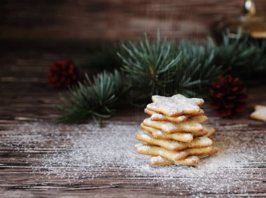 Noel ve yeni yıl gingerbread çerezleri mezarda