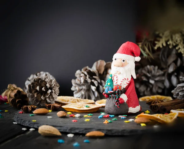 Cartas figurinha de Natal espaço Papai Noel para texto, foco seletivo — Fotografia de Stock