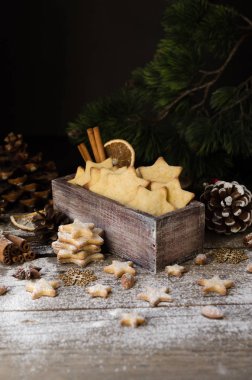 Noel ve yeni yıl gingerbread çerezleri mezarda