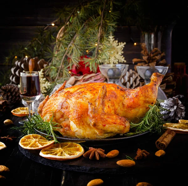 Peru cozido no forno para o Natal ou Ano Novo Dia de Ação de Graças foco seletivo — Fotografia de Stock