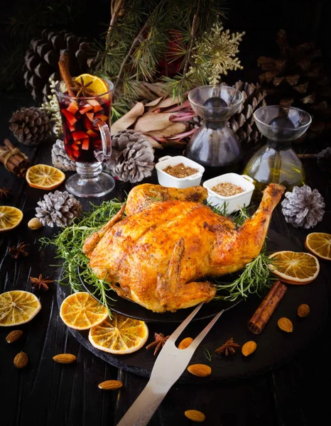 Peru cozido no forno para o Natal ou Ano Novo Dia de Ação de Graças foco seletivo — Fotografia de Stock